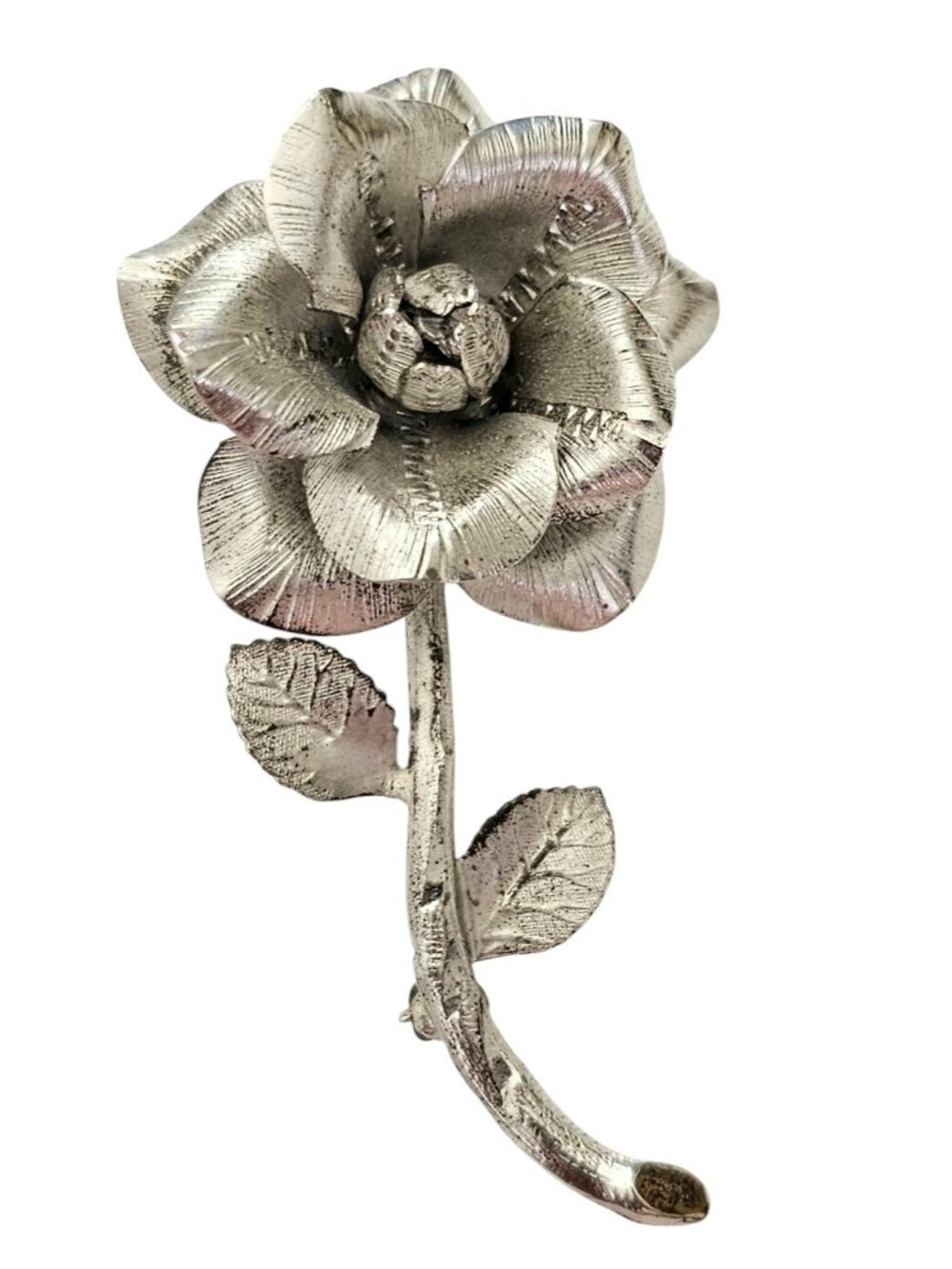 Russel Sterling Silver Rose Brooch, Signed L857